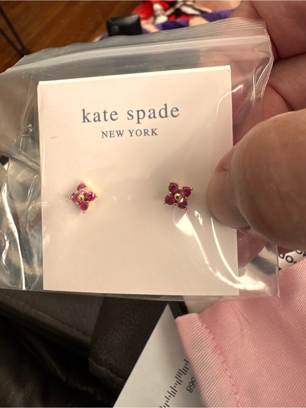 kate spade Pink Crystal Floral Stud Earrings in Gold-Tone